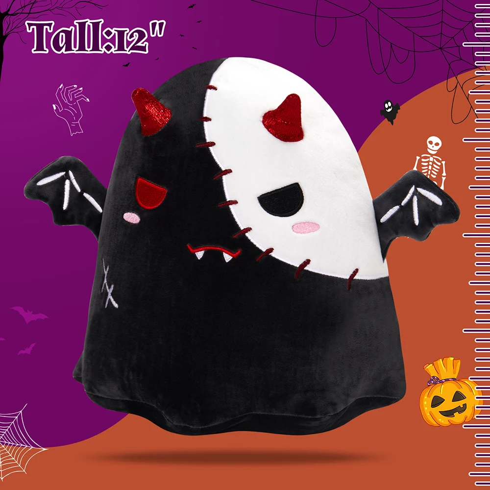 12in/30cm Black Devil Stuffed Pillow Halloween Bat Devil Doll Toys Throw Pillow Animals Toys Halloween Ornaments Present