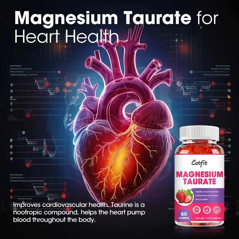 Catfit Magnesium Taurate Gummies Heart Blood Beauty Health Nootropic Brain Nerve Memory Cognitive Nutrition Dietary Supplement