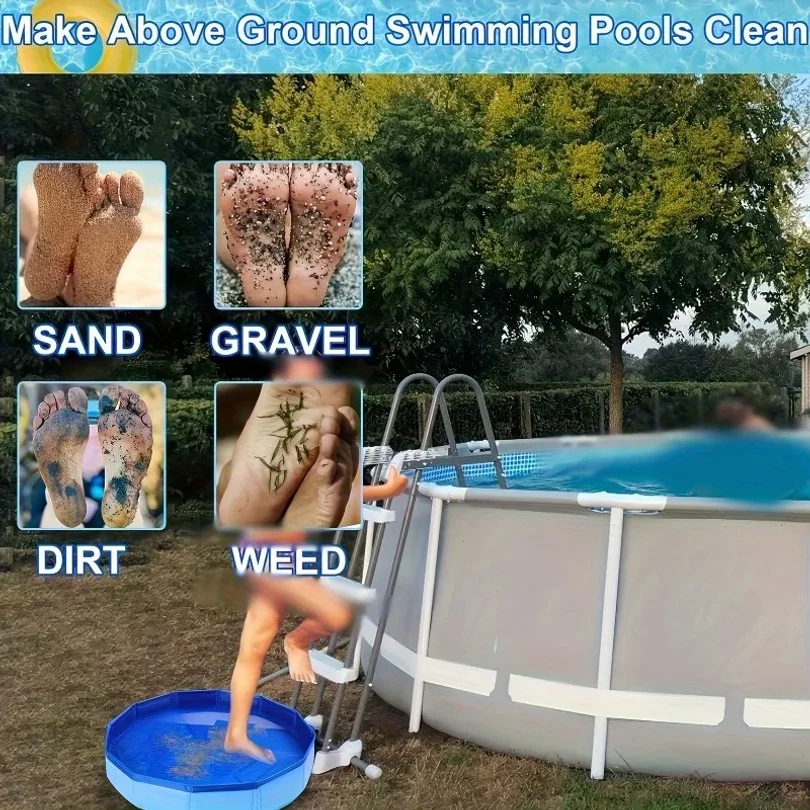 Portable PVC foldable foot bath suitable for ground level pool entrances ideal for pool foot cleaning and pool accessories