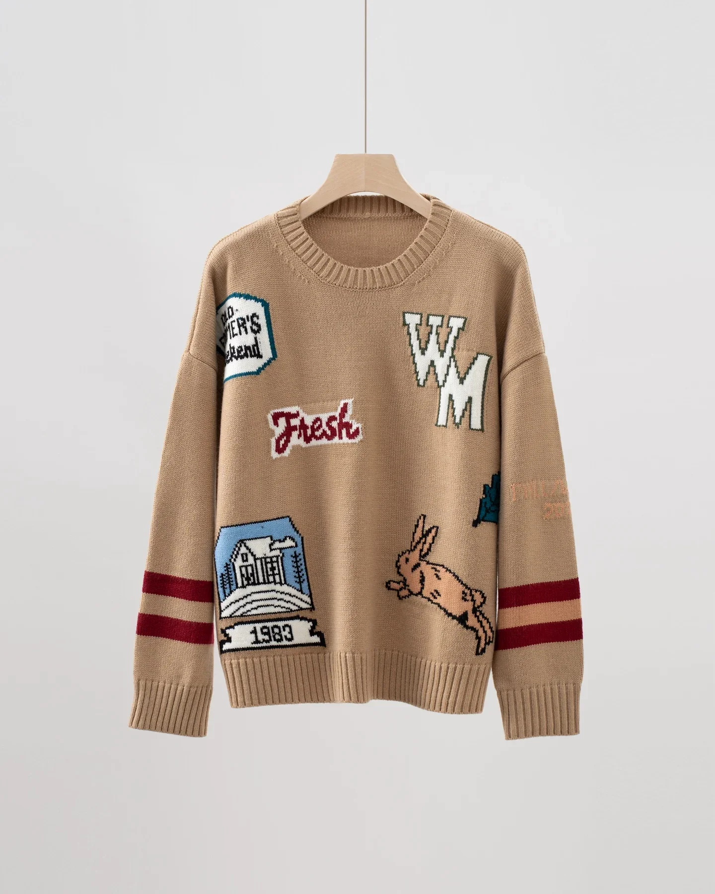 الكرتون الحيوان رسالة الجاكار المرأة 100% الصوف متماسكة سترة 2025 خريف شتاء سيدة طويلة الأكمام Vintage البلوز #3