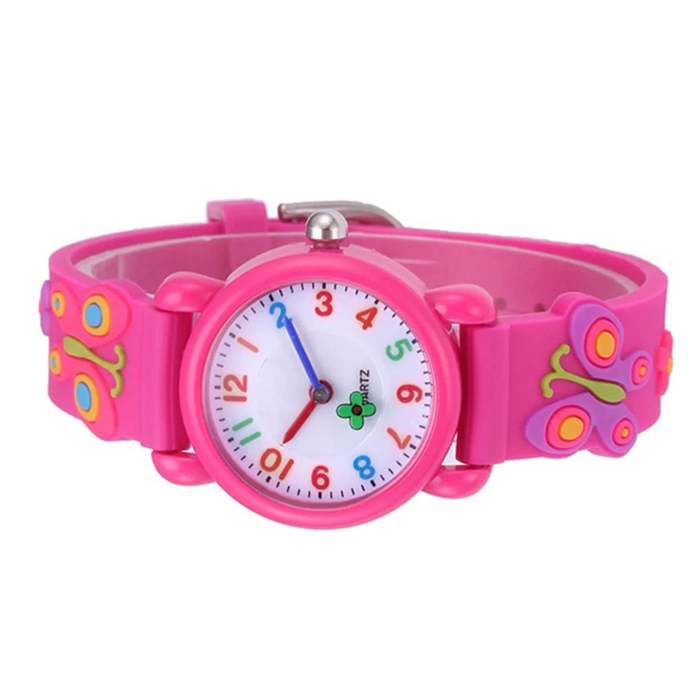 Cuarzo resistente al agua para reloj de pulsera analógico ajustable de dibujos animados 3D reloj rosado reloj de cuarzo
