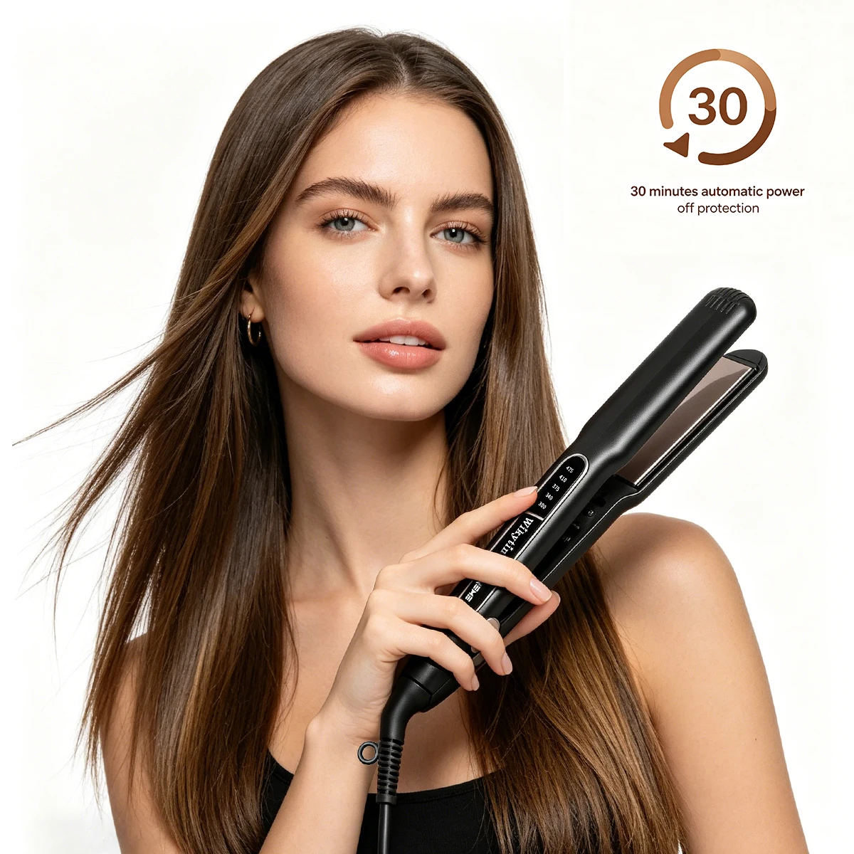 WIKYTINA 2-in-1 Hair Straightener Curler with Floating Plate Negative Ion Fast Heating Adjustable Temperature Flat Iron
