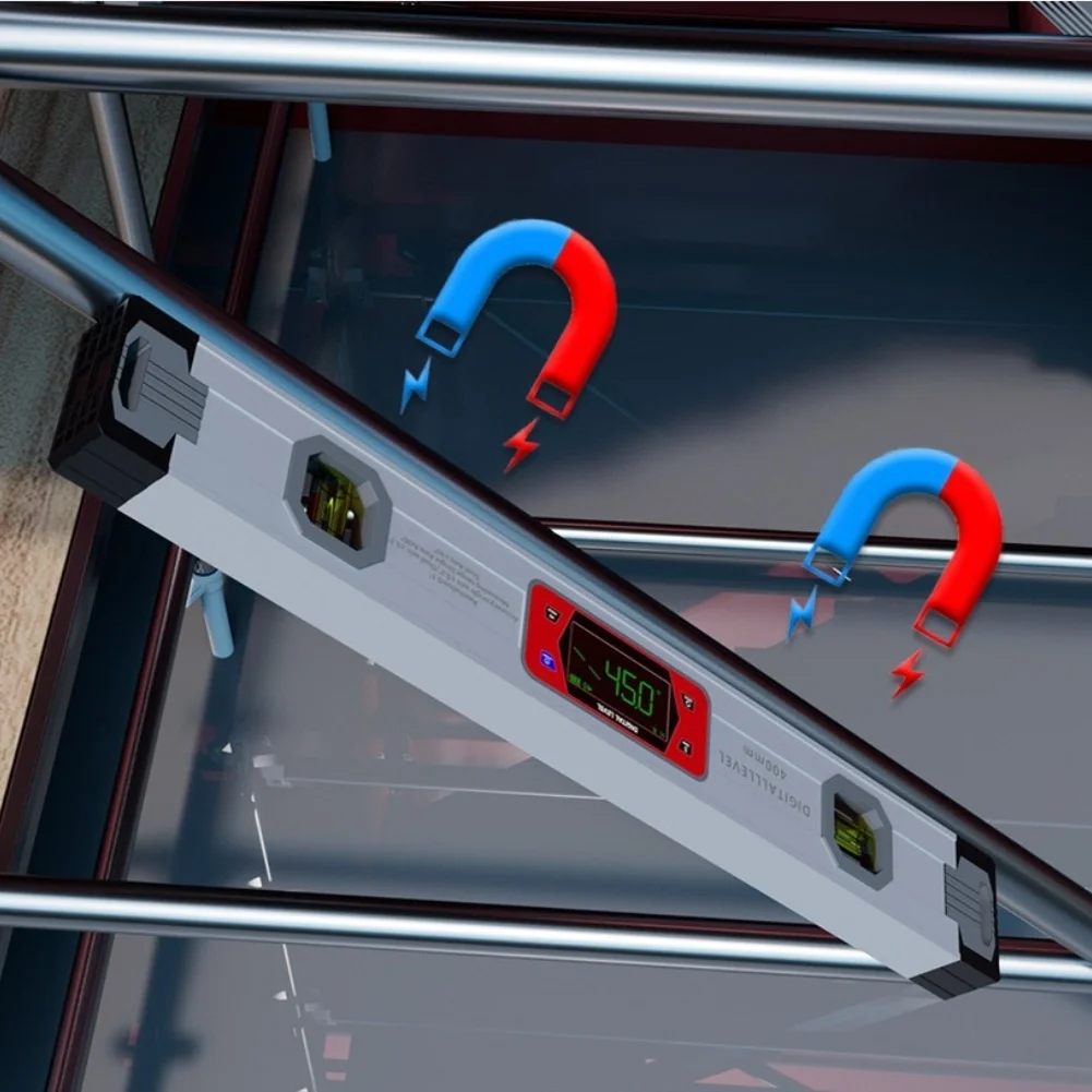 

Angle Gauge Digital Inclinometer For Equipment Alignment Red And Silver -60 Range Dual-axis Detection Magnetic Attachment