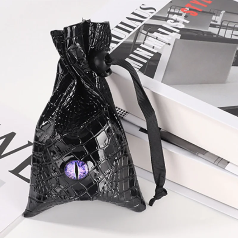 1pc Drawstring Dice Bag PU Leather DND Dice Pouch Tarot Oracle Cards Storage Bag for D&D Dice, Coins and Accessories