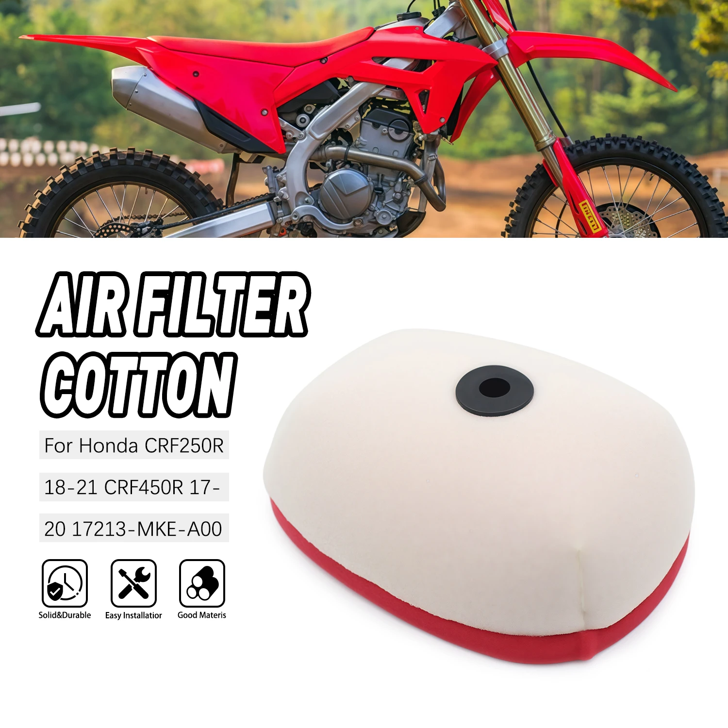 

Air Filter Cleaner Dual Foam Layer Sponge Cover Motorcycle Parts For HONDA CRF250R CRF250RX CRF450R CRF450RX CRF450 17213-MKEA00
