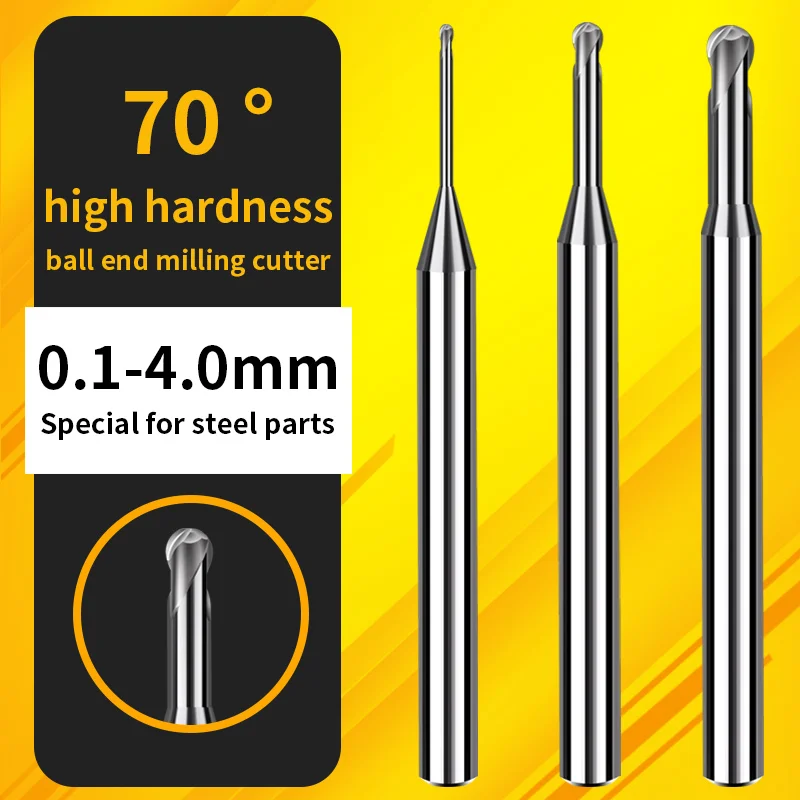 Juntuo 70 degree tungsten steel deep groove ball cutter 0.75 alloy extended coating neck ball head 2-edge milling cutter R0.5 1