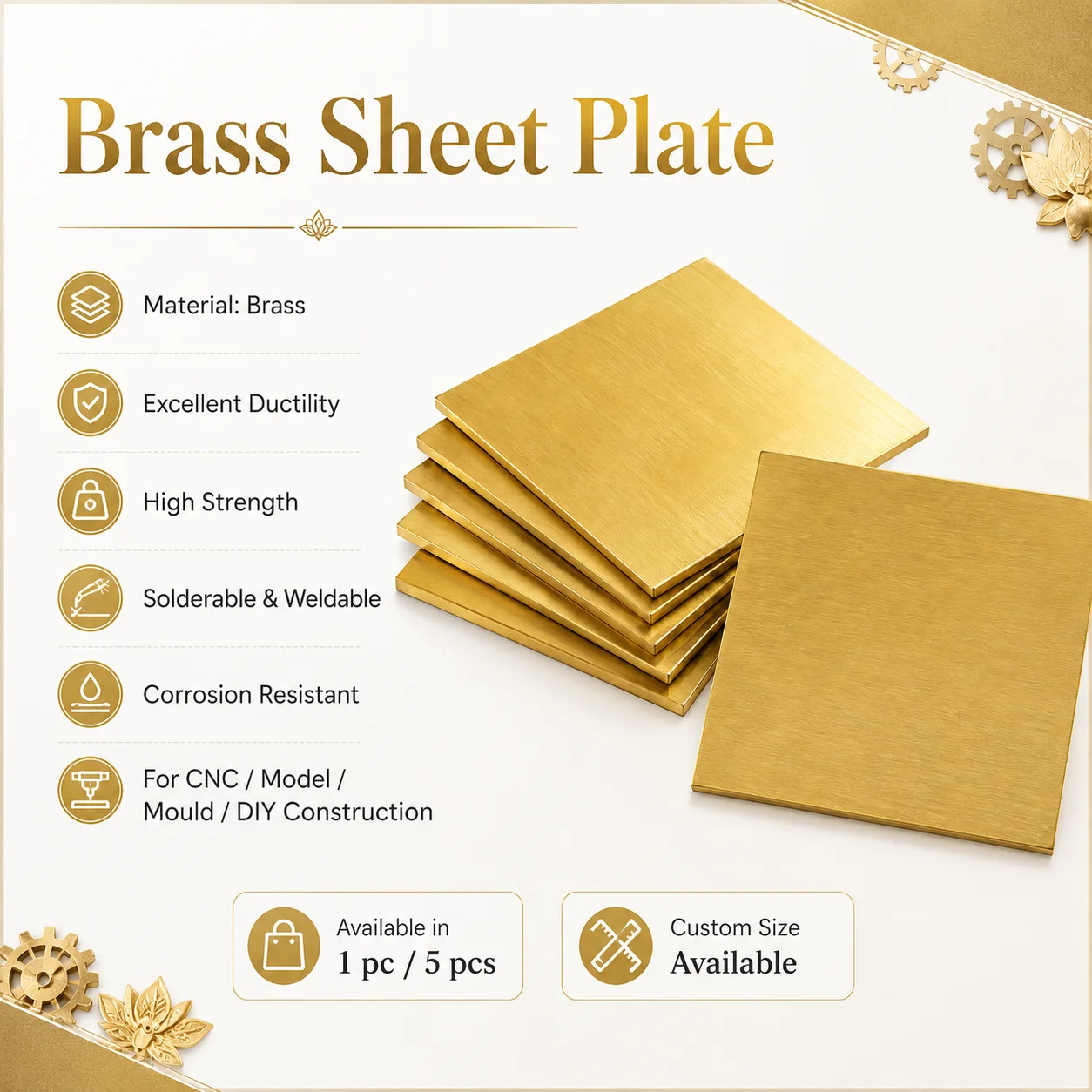 1/5pc Brass Sheet Thickness 0.1-8mm Brass Plate Brass Metal for Engraving,Jewelry Making, DIY,Crafting,Electrical&Industrial Use