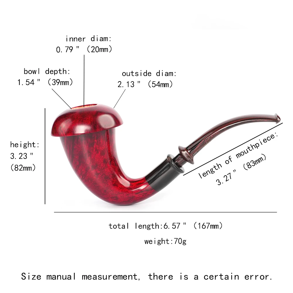 

JIBILL Briar tobacco pipe Removable solid wood bowl Cumberland pipe mouth Horn decorative ring Simple plug-in design Father gift