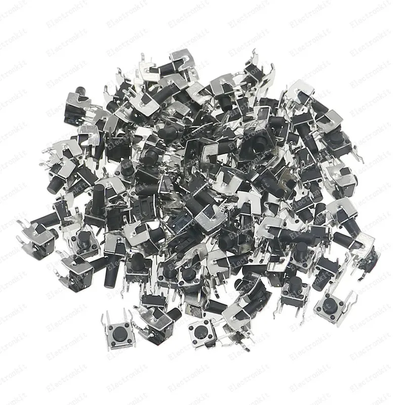 

100 шт., 10 значений, 6x6 мм, панель PCB, мгновенный тактильный тактовый переключатель, набор в ассортименте 6*6*4,3/5/6/6,5/8/9/10/11/12 мм, прямоугольный со стентом