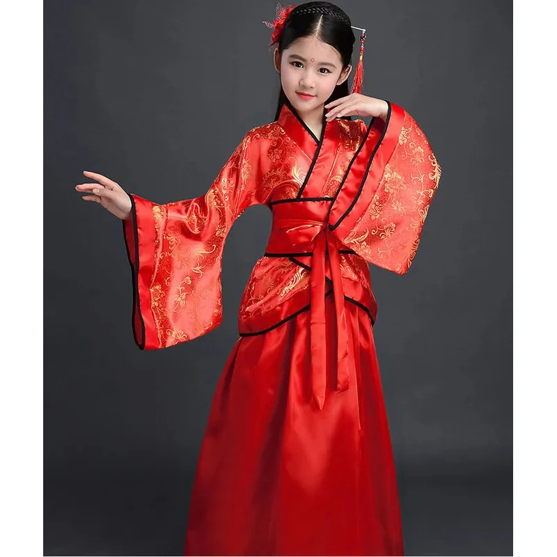 고대 중국 의상 소녀 어린이 기모노 전통 민족 의상 학생 합창단 무용 의상 일본 유카타 기모노 스타일