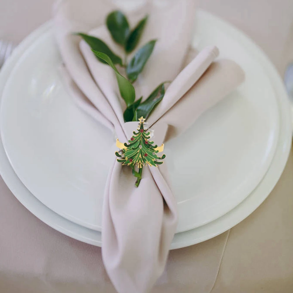 

Скидка Рождественская елка Кольца для салфеток Кольца для салфеток Золотые кольца с красным и белым бриллиантом для рождественского обеденного стола