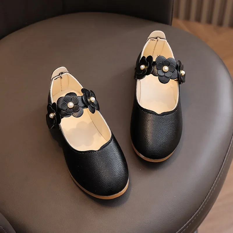 Children Leather Shoes for Girls 2024 Autumn New Fashion UK Style Soft Comfortable Casual Performance Chic Sweet Versatile Shoes