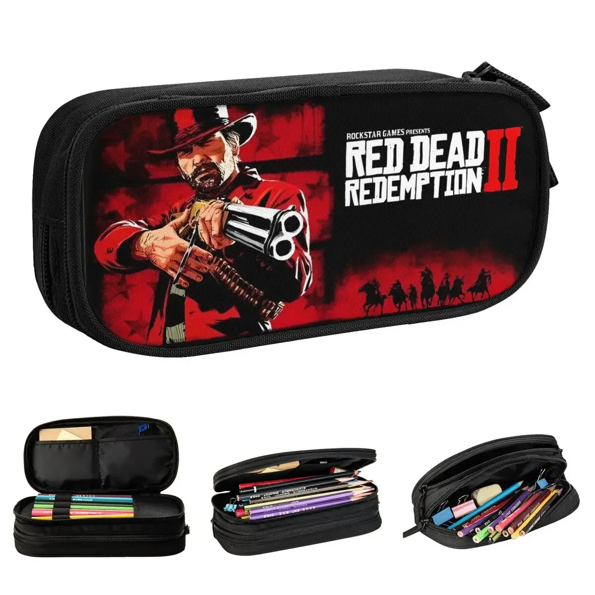 Red Dead Redemption RDR2 Pencil Cases West Cowboy Game Pencilcases Pen Big Capacity Bags School Supplies Zipper Stationery