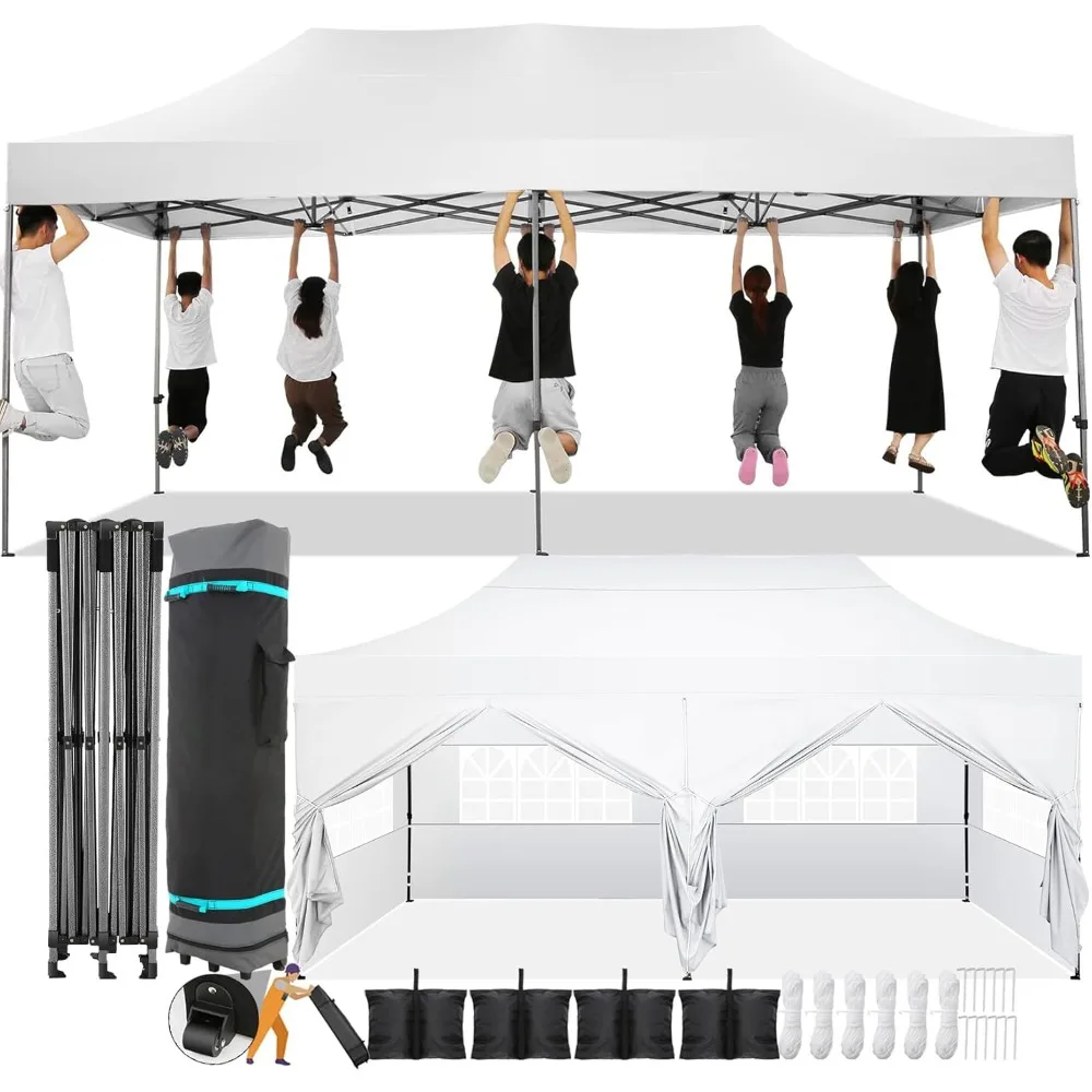 

10x20 Pop Up Canopy With 6 Sidewall,Heavy Duty Canopy UPF 50+ All Season Wind Waterproof Commercial Outdoor Wedding Party