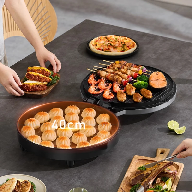 Electric baking pan household double-sided heating enlarged and deepened pancake pancake pan titanium ceramic multifunctional