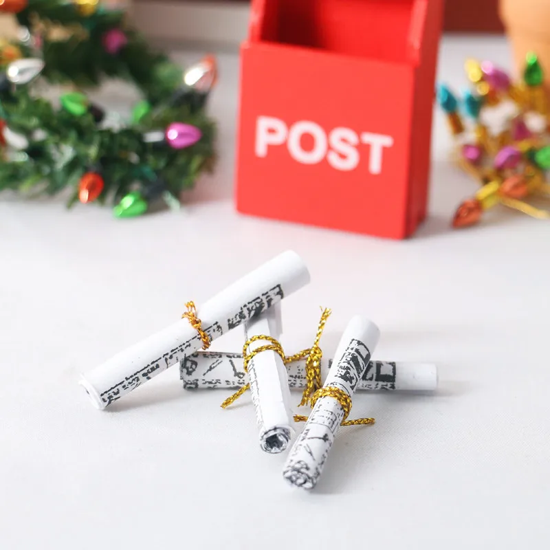 عناصر بيت الدمى المصغرة حزمة صغيرة من مجلة الصحف BDJ دمى اكسسوارات المنزل صندوق بريد التصوير الدعائم ألعاب الفتيات