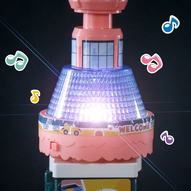 Children'S Rail Car Toy Skyscraper Lamplight Music Entrance Adventure Parking Lot Puzzle Boy