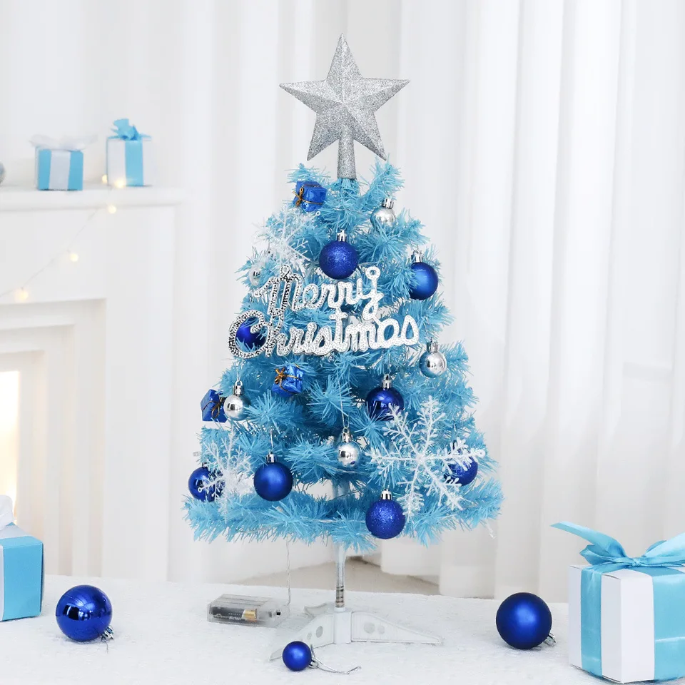 青と白のクリスマスツリー❣️Ｓtitch_luv❣️ ライト付きミニクリスマスツリー,青,デスクトップ,ミニ,松,装飾品,特別