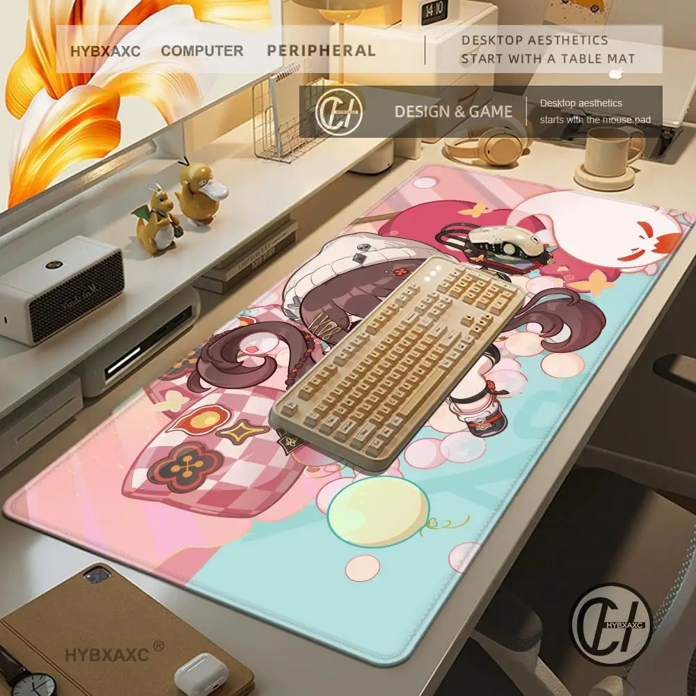 Genshin Impact Hu-Tao Mouse Pad XXL Kawaii Ghost Desk Mat Laptop Gaming Accessories Keyboard Rug PC Anime Girl HYBXAXC Carpet