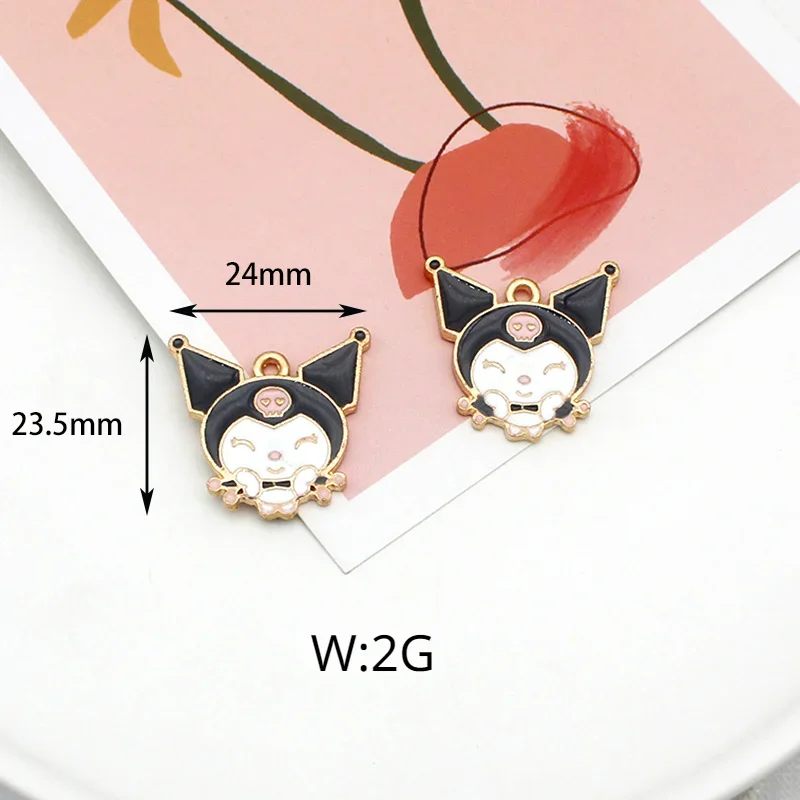 10PCS Cartoon Kuromis BAD BADTZ-MARU Melodys DIY Jewelry Accessories Alloy Drip Oil Necklace Accessories Bracelet Pendant