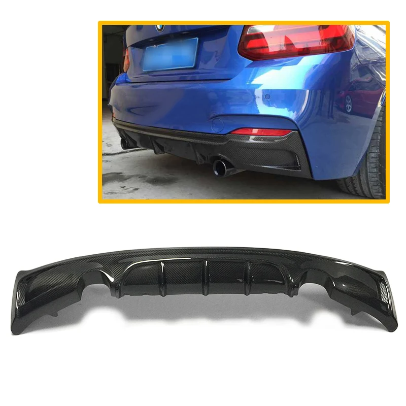 EXOT style Carbon fiber Car Bumpers Double Side Single Exit For BMW F22 M235i 2014-UP F22 Rear Bumper Diffuser