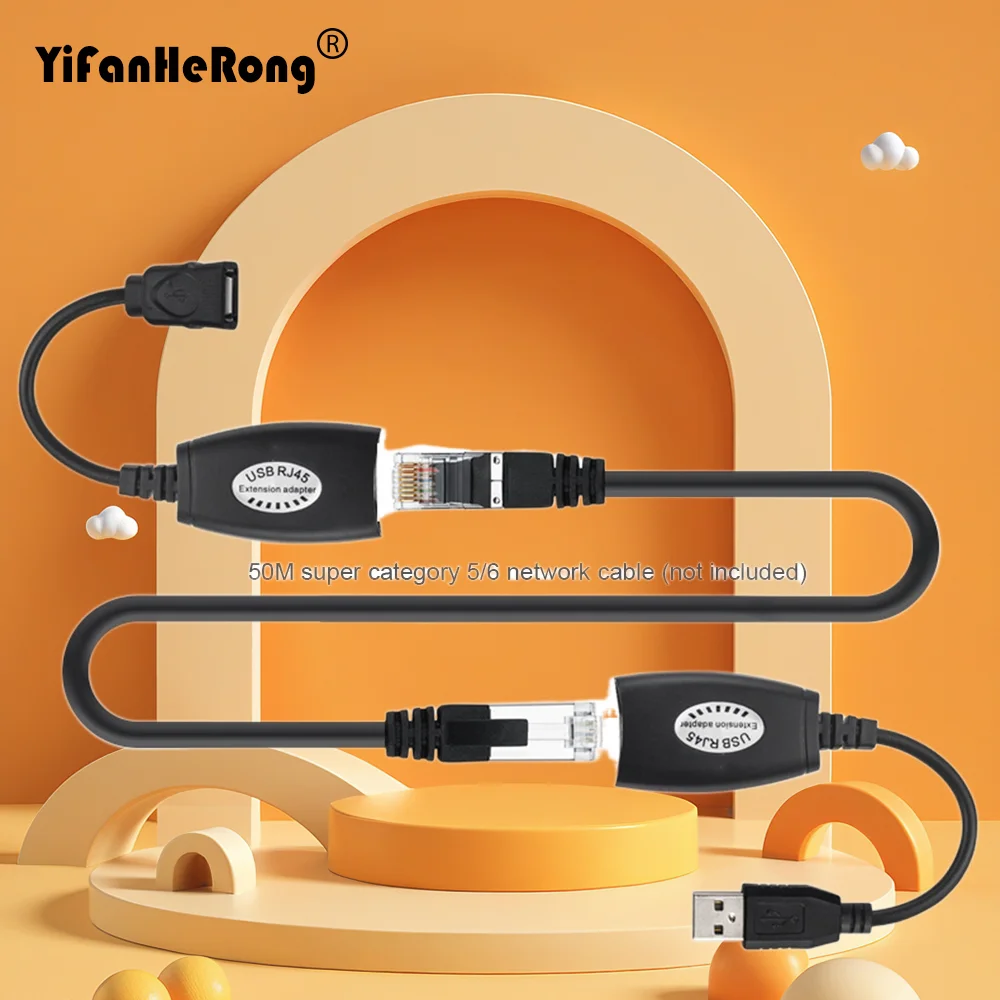 2 قطعة/المجموعة USB إلى RJ45 RJ 45 LAN تمديد كابلات محول موسع ل أكثر من Cat5 RJ45 Cat6 التصحيح الحبل الأسود شبكات الملحقات