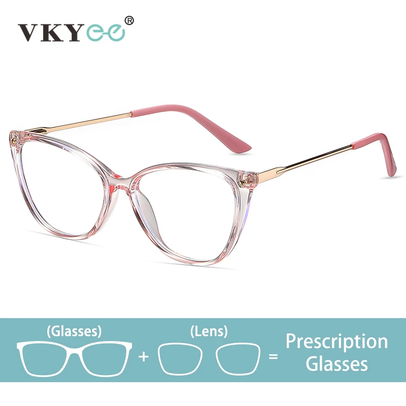 

VKYEE Classic Cat's Eye Simple Frame Progressive Multifocal Anti-Blue Light Glasses Customizable Prescription Photochromic 87008