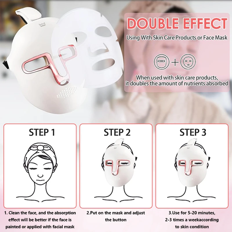 KEMOKO 7 ألوان قناع الوجه LED الفوتون قناع تجميل الوجه تجديد الجلد مكافحة حب الشباب إصلاح العناية بالبشرة تشديد مكافحة الشيخوخة #4