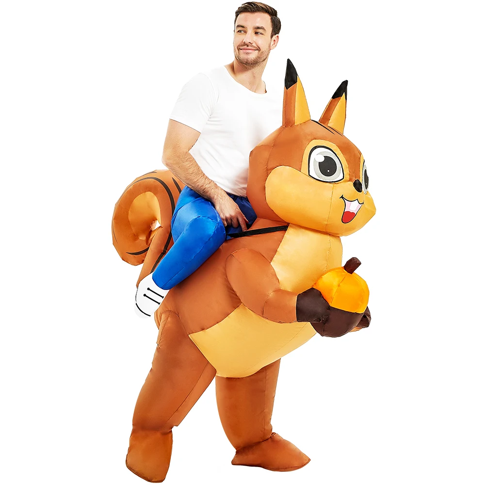 Adult Squirrels Inflatable Costume Funny Cute Inflatable Suit for Men Women Halloween Carnival Animals Cosplay Anime Costumes