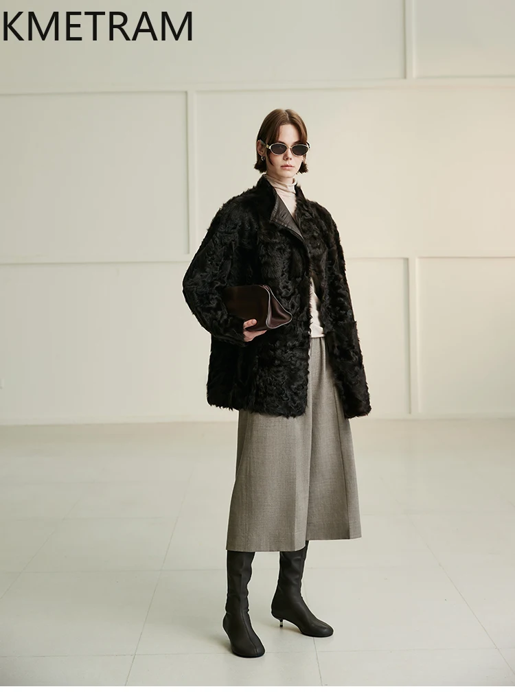 เสื้อแจ็คเก็ตขนแกะหนังแท้สองด้านขนสัตว์แท้ธรรมชาติ Xiaohu สำหรับผู้หญิง เสื้อโค้ทขนสัตว์แท้แบบกลับด้านได้ เสื้อแจ็คเก็ตหนังฤดูหนาว เสื้อผ้าผู้หญิง 2025