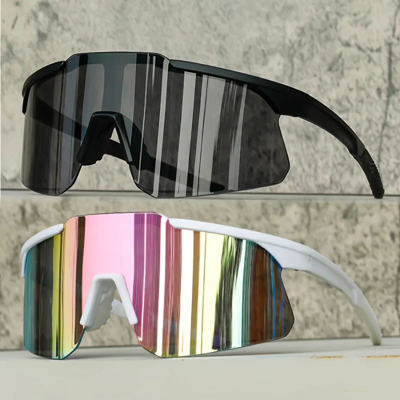 Übergroße Sonnenbrille für Herren, Modische Verspiegelte Sportbrille zum Skifahren, Trendige Damen Anti-UV Outdoor Wanderbrille UV400 Sonnenbrille – Detail 1