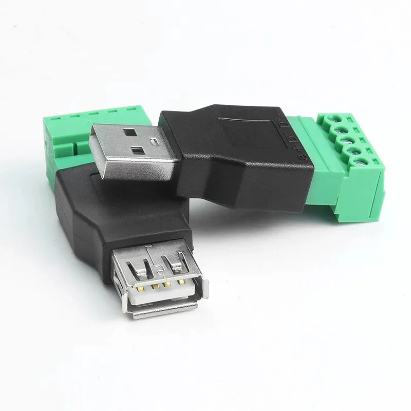 Computer Phone Keyboard Mouse USB Plugs Type A 2.0 Solderless Male/Female To Screw Connector with Shield Adapter