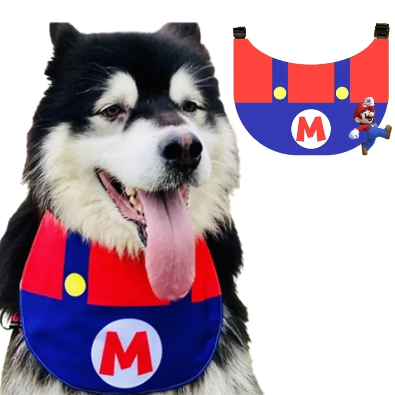 Super Mario Bros Pet Bib Anime Cat Dog Bib Pet Saliva Towel Cartoon Pet Bandana for Puppy Cat Medium Large Dog Handkerchief Gift