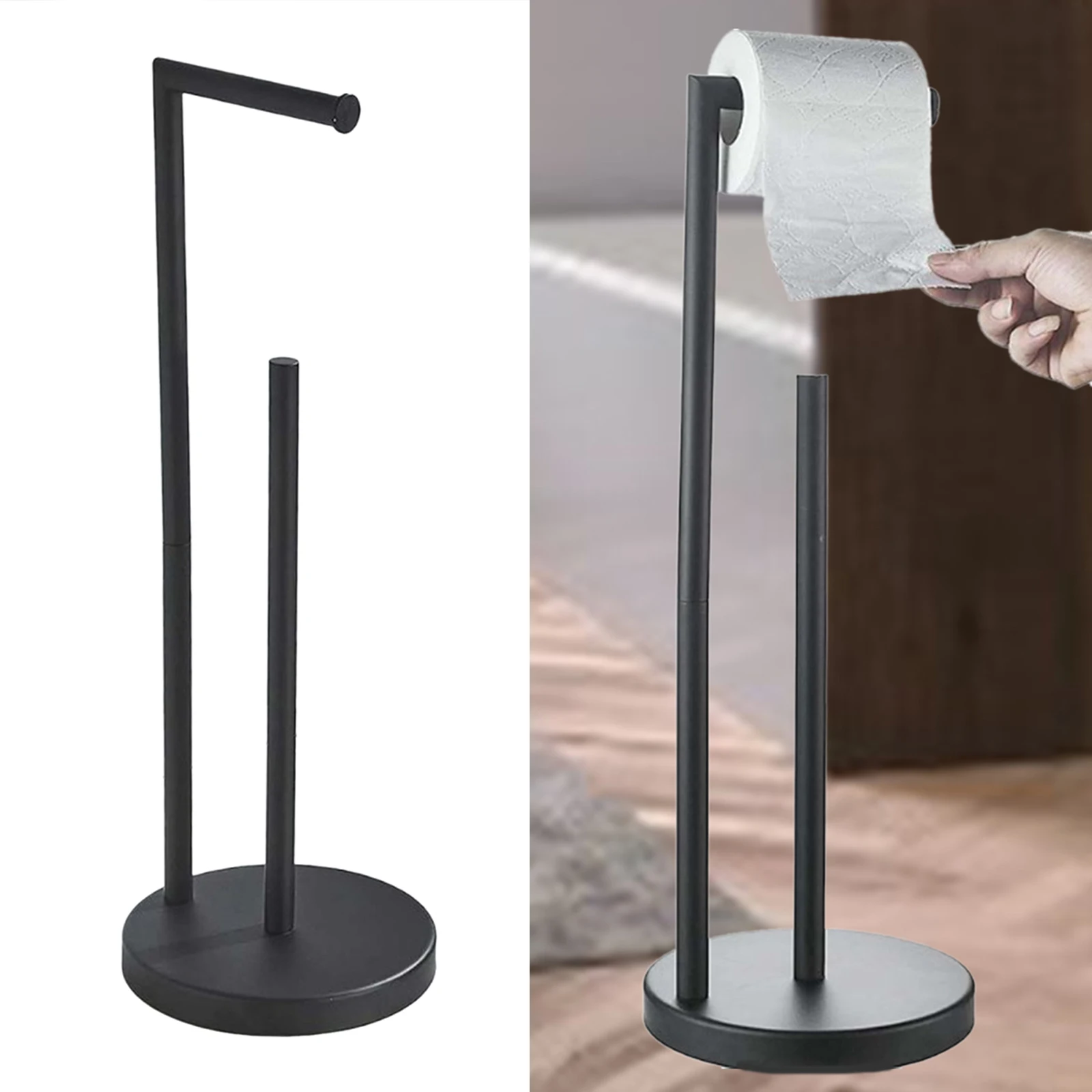 1/3 Rolls Toilet Paper Holder Stand Bathroom Floor Storage with Dispenser Rustproof Freestanding Tissue Rack Bathroom Holder