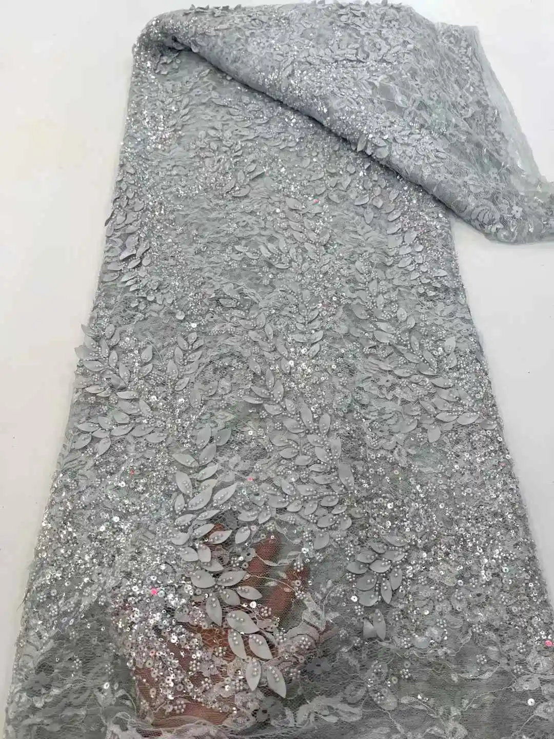 Africa Nigerian Beaded French Mesh Lace With Sequins High Quality 2025 Embroidery Lace Sequins Lace For Wedding Dresses Women