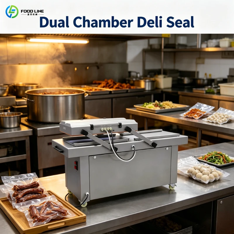 Double Chamber Vacuum Sealer Industrial Packing Equipment with Customizable Size for Fresh Beef Pork Poultry Seafood