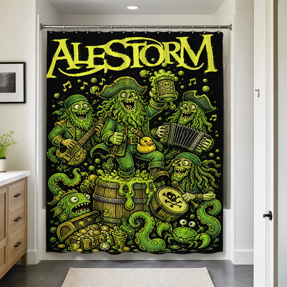 Waterproof Gothic Monster Shower Curtain Halloween Punk Rock Band Bathroom Liner Horror Decor Steampunk Graphic Shower Curtain f