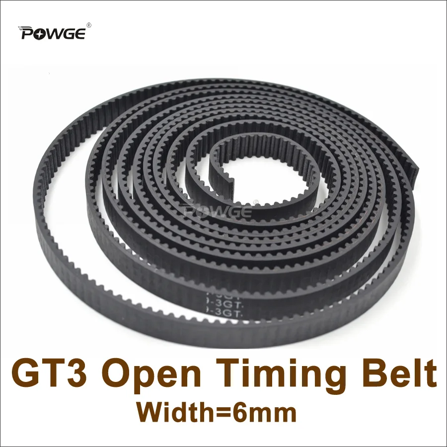 

POWGE 5 метров 3GT Ремень ГРМ Ширина = 6 мм Подходит для шкива 3GT 3GT-6 Резиновый GT3 6 Открытый ремень ГРМ Аксессуар для 3D-принтера Высокое качество