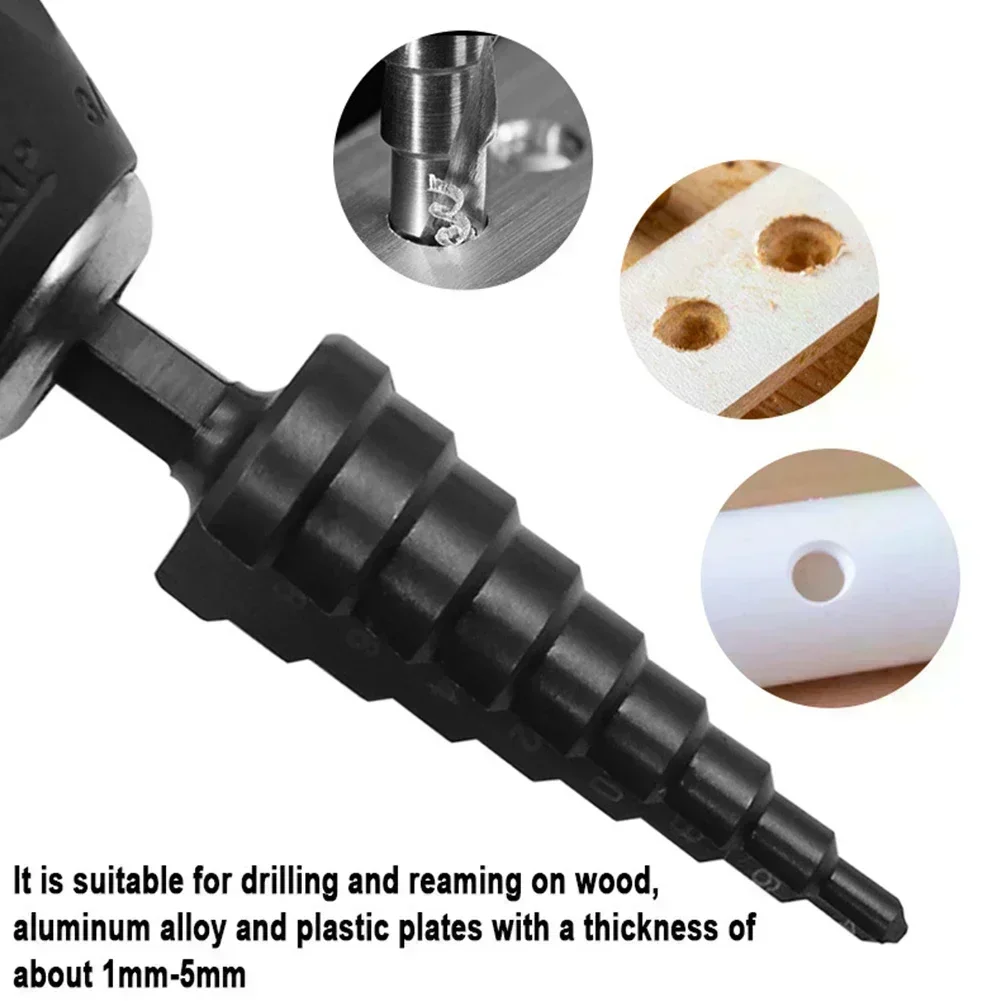 3-12mm/4-12mm/4-20mm HSS Straight Groove Step Drill Bit Nitrogen Coated Drilling Power Tool Set Wood Metal Hole Cutter