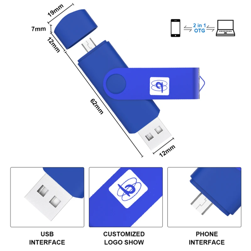 10PCS/LOT Custom Company Logo USB Flash Drive 4GB 8GB 16GB 32GB 64GB for Android Phone/Tablet /PC OTG Type-c USB 2.0 Pendrives