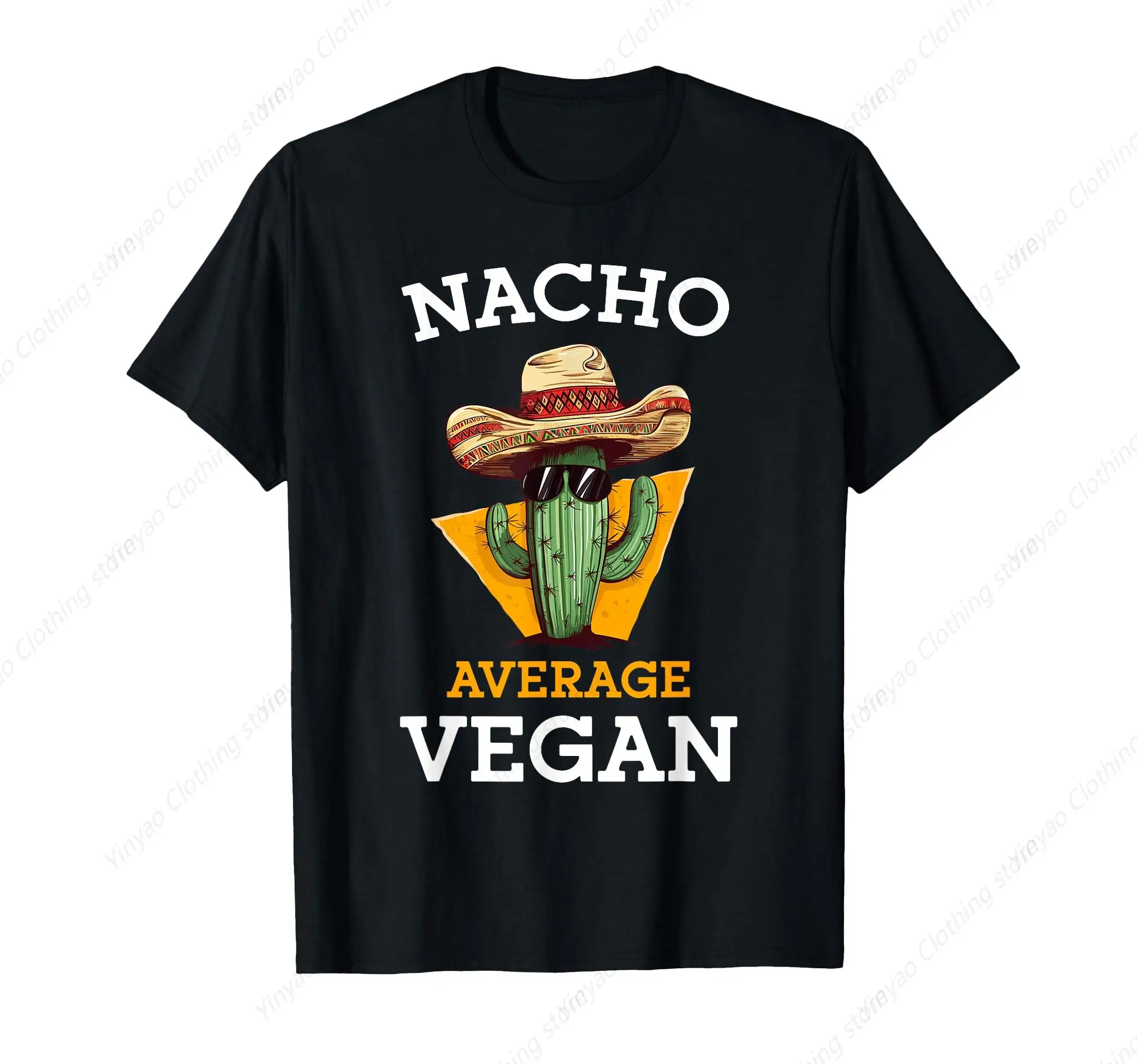 Nacho Regular Vegetarian Friend Funny Mexican Joke Cinco De Mayo Printed T-Shirt Black Pure Cotton Casual Shirt Short Sleeved