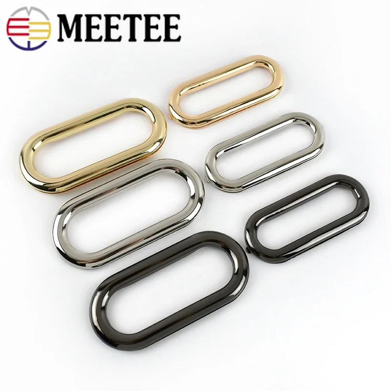 Meetee 2/4Pcs ID75mm/ID88mm Oval Rings Metal Handle Hook Bag Handles Bags Eyelet Frame Kiss Clasp Clutch Buckle DIY Accessories