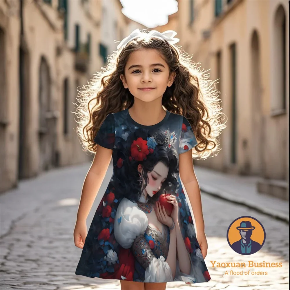 

Stylish 2025 Disney Snow White Girls Children 3D Printed Dress Cute Pretty Cool Summer Kids Fashion Dress​