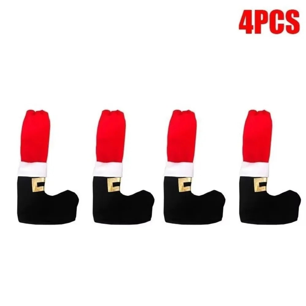 

4PCS Anti Slip Christmas Table Chair Leg Cover Santa Claus Boots Covers Merry Christmas Decors Xmas Table Feet Mats