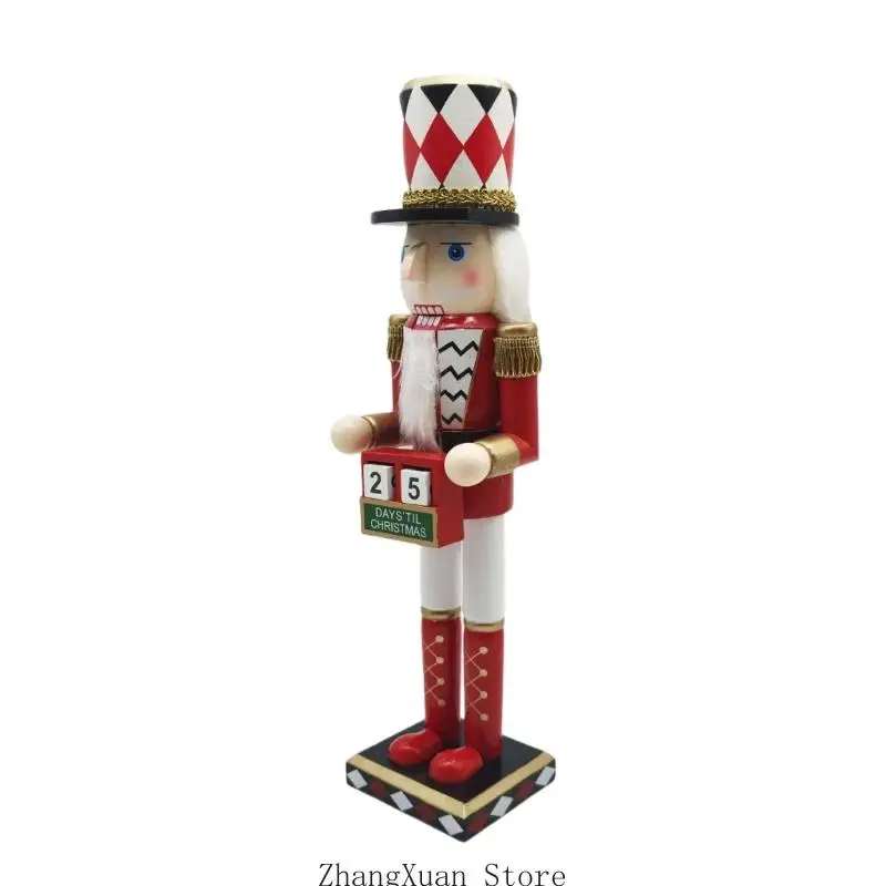 Weihnachts-Adventskalender aus Holz, freistehende Spielkarten-Soldat-Figur, Dekoration für saisonale Arrangements – Detail 8