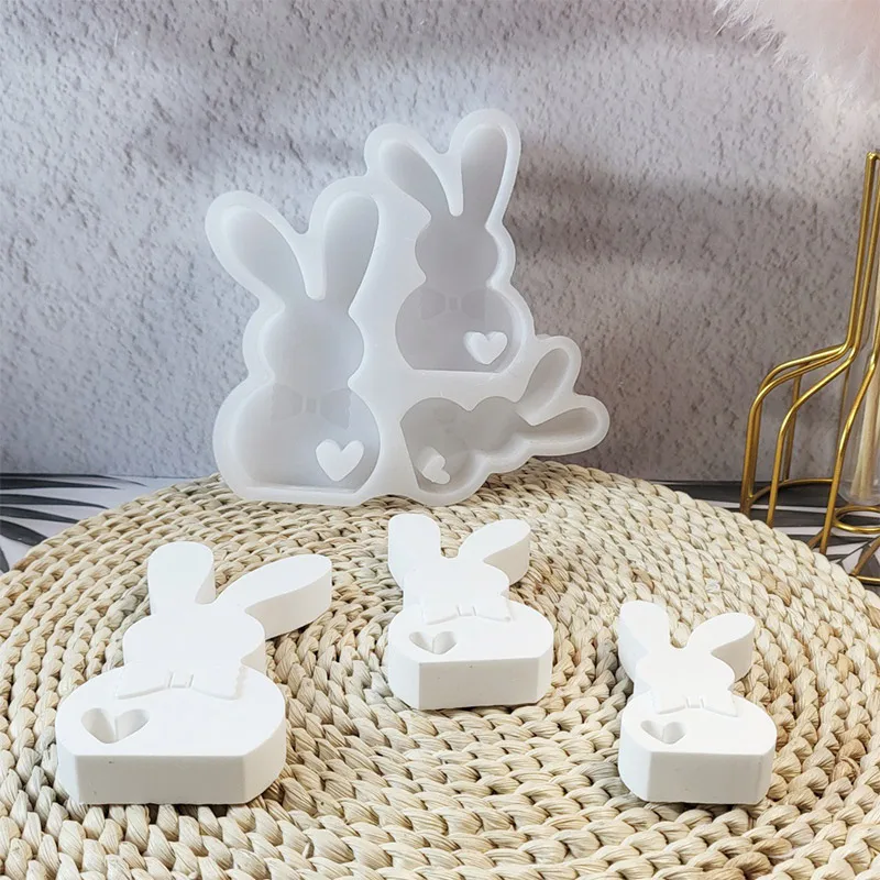 3d Eggshell Rabbit Silicone Candle Mold Diy Silicone Mold Handmade Easter Decoration Cement Plaster Mold Home Ornament Gift Mold