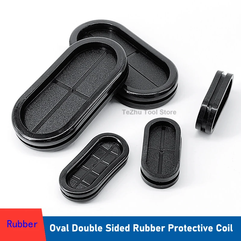 Black Double Sided Rubber Protective Coil Oval Sealing Cap Hole Plug For Wire Sealing Ring Protective Sleeve