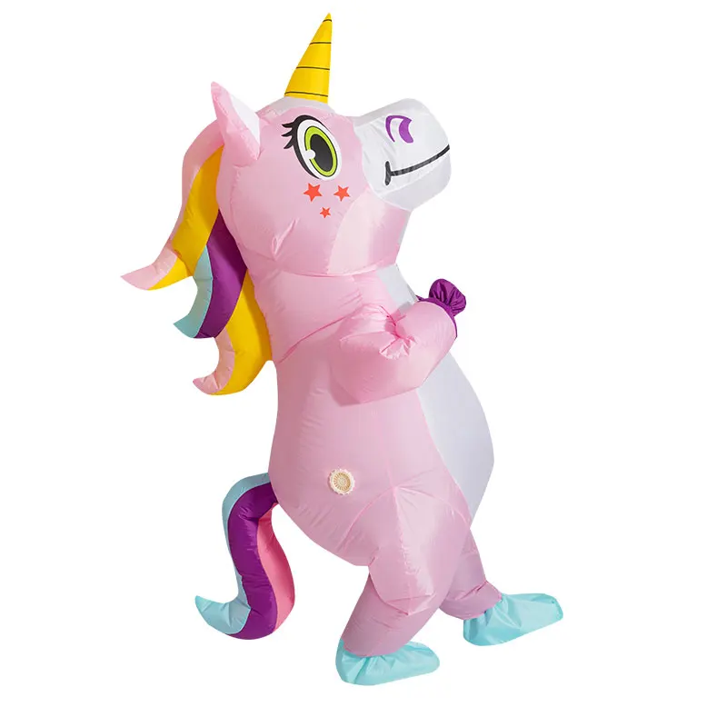 Inflatable Unicorn Costume Gold Horn Lovely Unicorn Cosplay Unisex Adults Kids Animal Cosplay Clothing Carnival Christmas Outfit