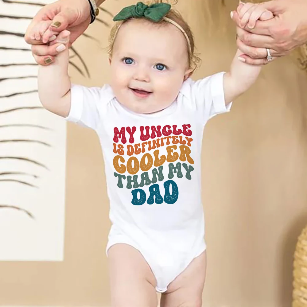 My Uncle Is Defintely Cooler Than My Dad Printed Baby Bodysuit Funny Infant Romper Newborn Short Sleeve Jumpsuit Summer Clothes