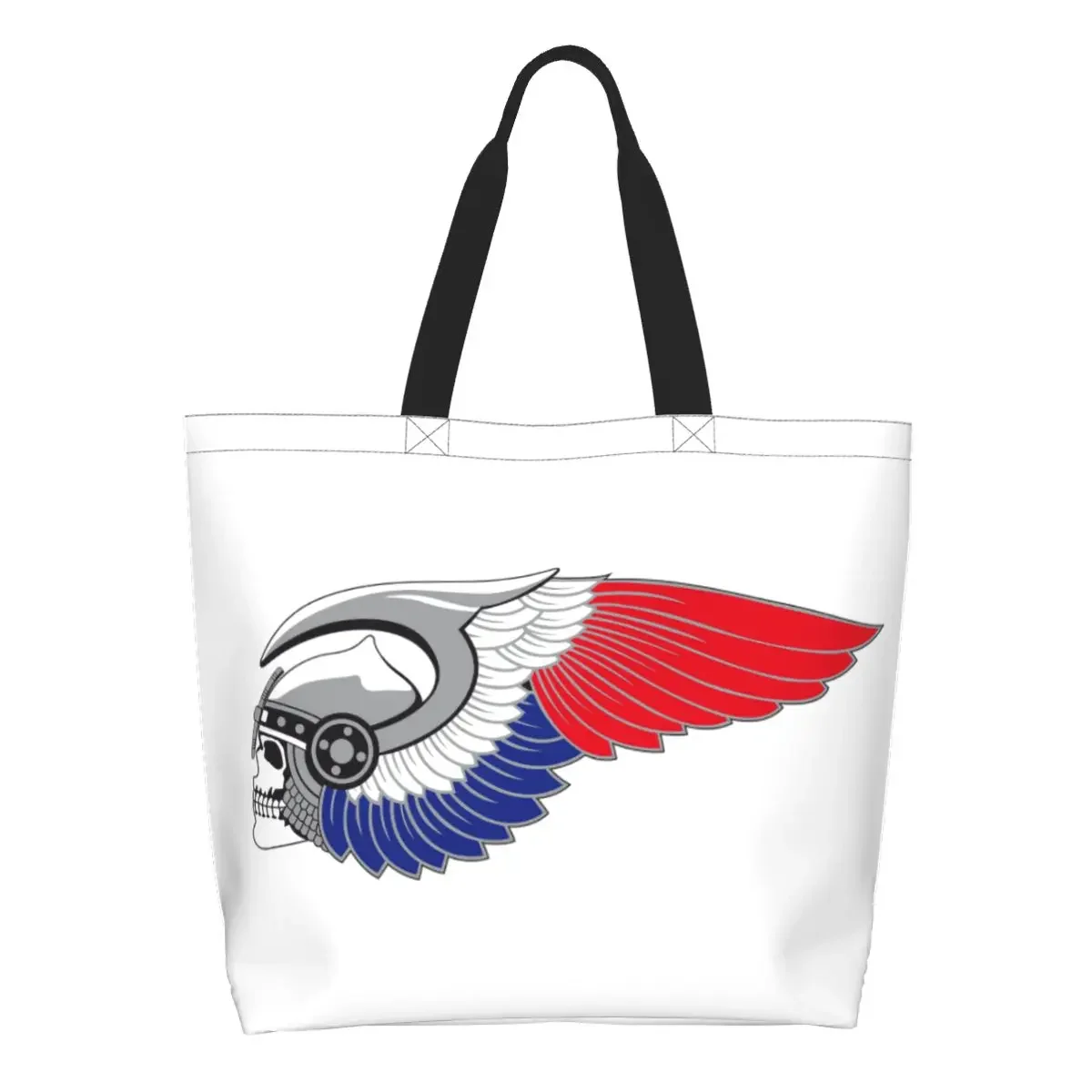 Hells Angels Logo Groceries Shopping Tote Bag Women Cute Motorcycle Club Canvas Shopper Shoulder Bag Large Capacity Handbags